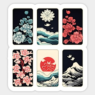 Japanese Inspired Panels | Japanese Waves and Flowers Sticker